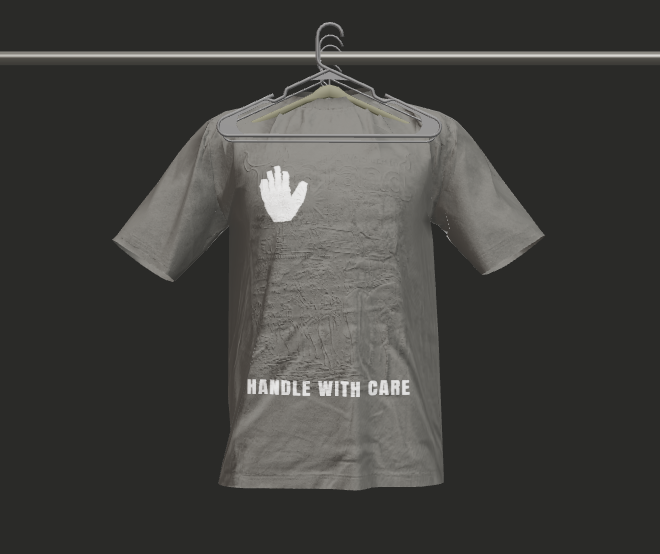 Handle With Care Tee on a hanger