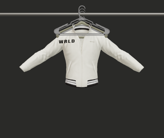 WRLD Track Jacket on a hanger